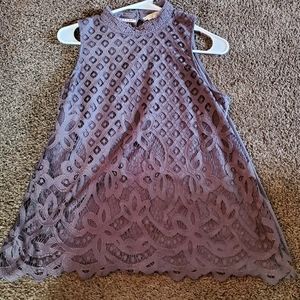 Rewind brand sleeveless gray lace top size Large!